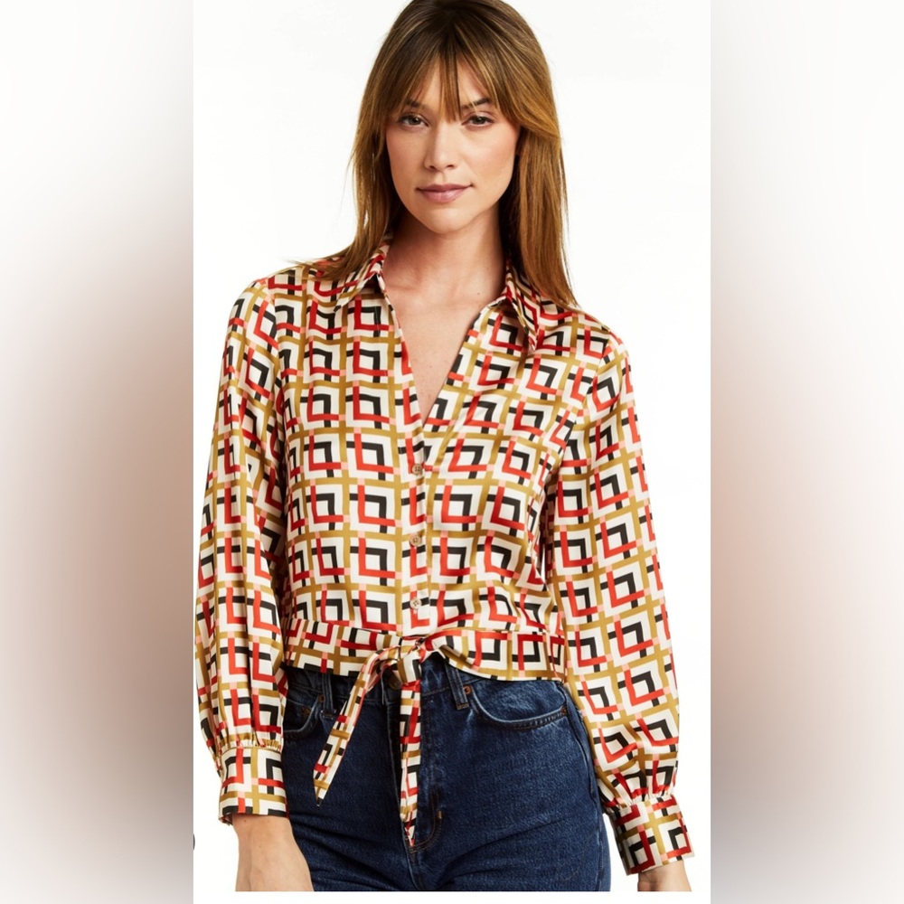 NEW NWT DREW Lottie Tie Blouse